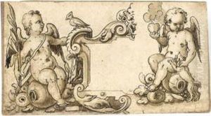 Study Of Two Putti And A Part Of A Cartouche by Christoph Murer