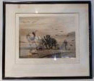 Engraving Three Horse Ploughing Team by Charles Murray