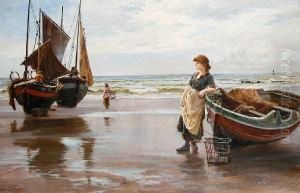 A Fisherwoman Looking Out To Sea by Francis Sydney Muschamp