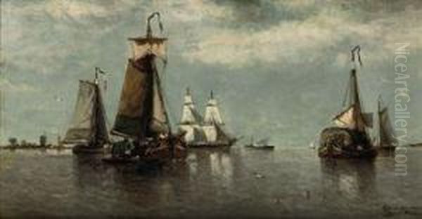 Barges On A River - view 1