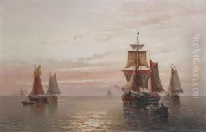 'coucher De Soleil Sur Le Zuyderzee En Hollande'