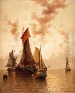 "rayons Dores. Calme Sur L'escaut En Hollande". by Auguste Henri Musin
