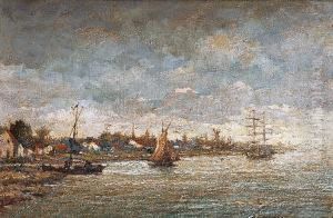 Bateaux Pres Des Cotes by Auguste Henri Musin