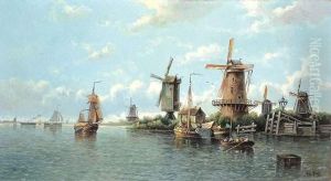 Rivierzicht Met Molens