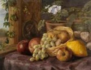 Still Life Of Fruit On A Table by Annie Feray Mutrie