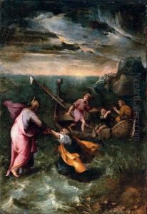 Christ Calming The Storm On The Sea Of Galilee by Girolamo Muziano