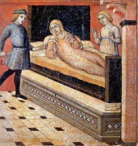 Scenes from the Legend of Saint Peter the Martyr- A Miracle (2) 1440 by Sano Di Pietro