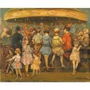 Children At A Carrousel by Jerome Myers