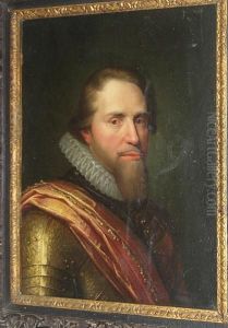Prince Maurice Of Nassau, Bust Length, In Armour Wearing A White Ruff And Crimson Sash