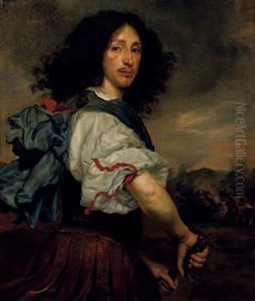 Portrait Of Frederick, Landgraf
Of Hessen-eschwege, Half-length, As A Roman Soldier, A Cavalry
Engagement Beyond - view 1
