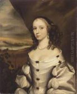 Girl With A Pearl Earring Half 
Length Wearing A White Silk Dress And A Pearl 
Necklace