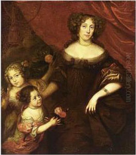 Portrait Of A Lady With Her Two
Daughters, One Holding An Orange Tree, And The Other Roses - view 1