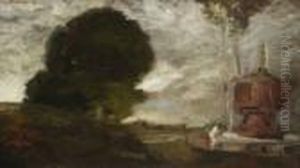 Parklandschaft Mit Badender Am
Brunnen. by Franz Naager