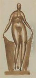 Female Figure Holding Drape by Elie Nadelman