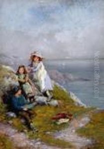 Coastal Scene With Children On A Cliff