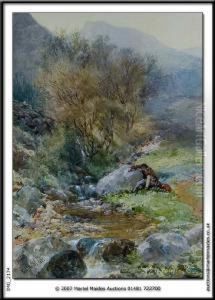 A Traveller Resting By A Mountainstream A Traveller Resting By A Mountainstream