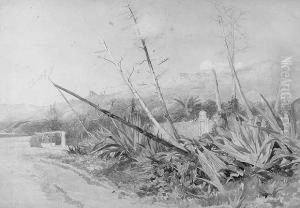 An Italianate Landscape by Paul Jacob Naftel