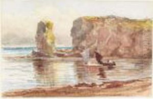 Sailing Boats Off The Shore by Paul Jacob Naftel