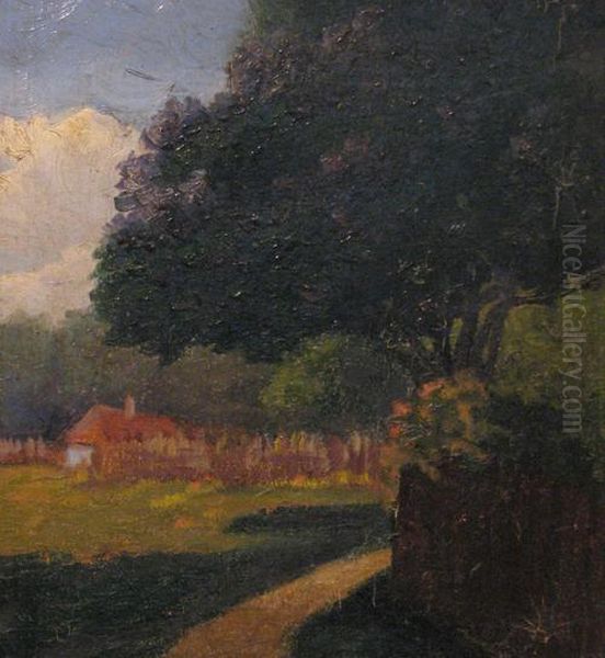 "landscape",signed At Bottom Right In Paste, Oil On Cardboard, 28.5x25cm - view 1