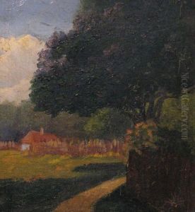 "landscape",signed At Bottom Right In Paste, Oil On Cardboard, 28.5x25cm by Vilmos Nagy