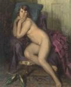 A Seated Nude by Vilmos Nagy