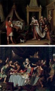 Absalon Having His Half-brother 
Amnon Killed At A Banquet; And The Reconciliation Of Absalon With His 
Father, King David, Through The Mediation Of The Woman From Tekoa by Matthijs Naiveu