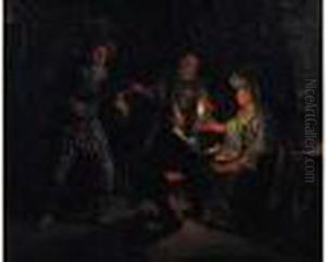 Scene D'interieur Hollandais Avec Un Arlequin Medecin