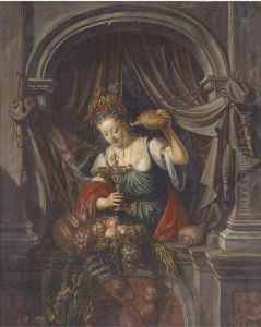 A Lady Pouring Wine At A Casement