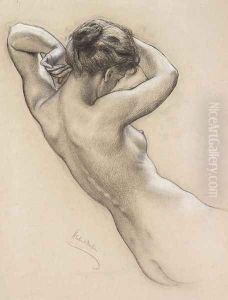 Study of Florrie Bird for a water nymph in 'Prospero Summoning Nymphs and Deities' by Herbert James Draper