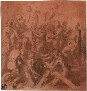 Study For The Lower Half Of An 
Ascension, With The Twelve Apostles, Saint Agnes And Saint Helen by Giovan Battista Naldini