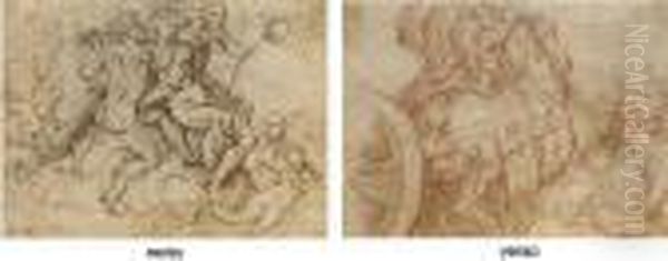 Diana And Endymion (?) In A 
Landscape With Putti And A Dog (recto); Horses Drawing A Chariot, A 
Bearded Figure In The Foreground (verso) - view 1