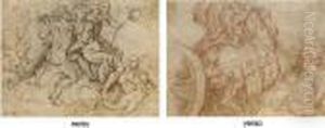 Diana And Endymion (?) In A
Landscape With Putti And A Dog (recto); Horses Drawing A Chariot, A
Bearded Figure In The Foreground (verso) by Giovan Battista Naldini