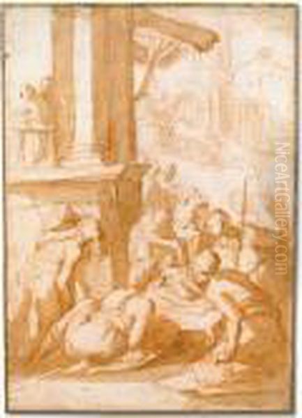 Study For An Adoration Of The Shepherds by Giovan Battista Naldini