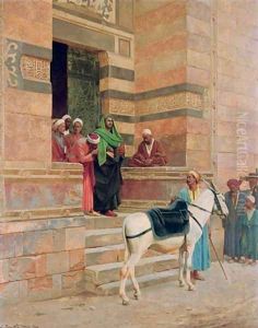 Leaving the mosque by Ludwig Deutsch
