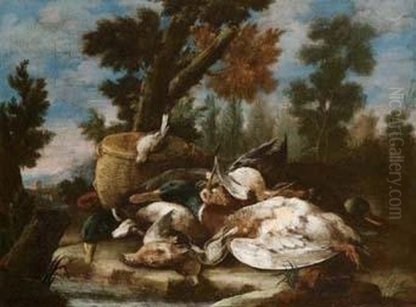 Natura Morta Di Cacciagione Su Sfondo Di Paesaggio - view 1