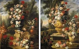 Roses, Parrot Tulips And Other Flowers by Giacomo Nani