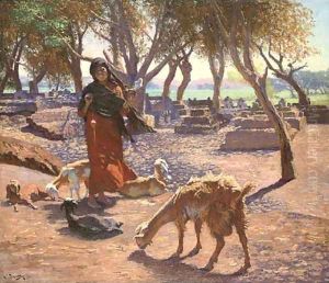La petite chevriere de Choubrah, Egypte by Ludwig Deutsch