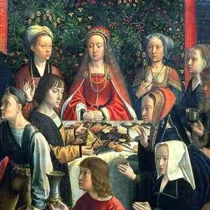 The Marriage at Cana detail of the bride and surrounding guests