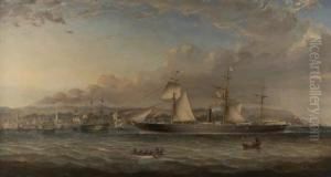 The Screw Steamer 'columbia' Passing The Port Of Greenock by George Alexander Napier