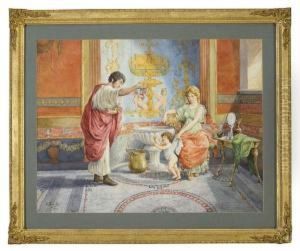 Scena Familiare In Interno Pompeiano by Enrico Nardi