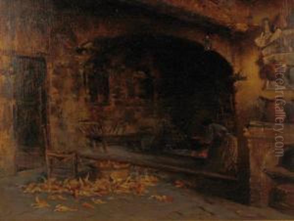 Interno Con Donna Al Camino - view 1