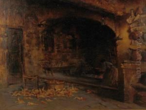 Interno Con Donna Al Camino by Enrico Nardi