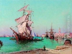Segelschiff In Der Lagune Von Venedig.