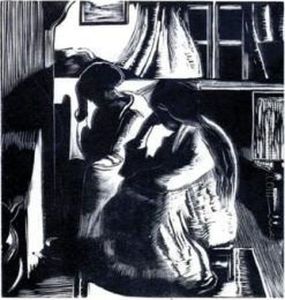 Two Women Seated By An Open Fire by John Nash