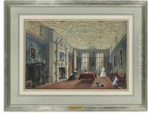 The Drawing Room At Aston Hall, Warwickshire by Joseph Nash