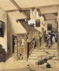 A Duel On The Staircase Of Aston
 Hall, Warwickshire, A Scene Fromits Siege During The Civil War
