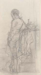 Study Of A Young Boy, Observed From Behind by Joseph Nash