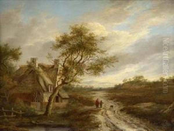 Figures On A Country Path By A Cottage - view 1