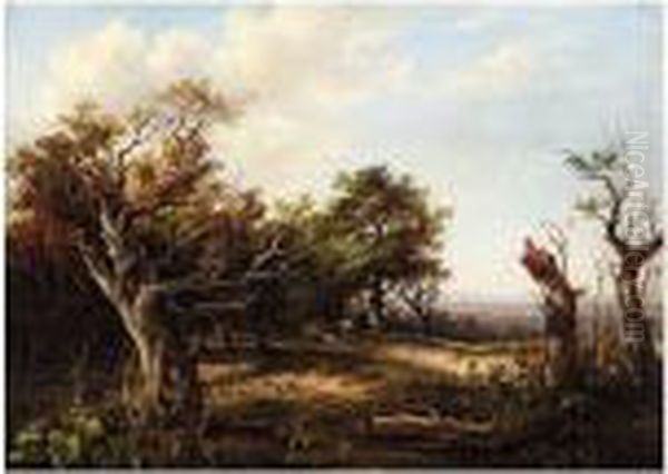 Wooded Landscape With Rustics - view 1