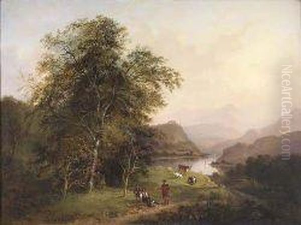 Figures In A Highland Landscape - view 1